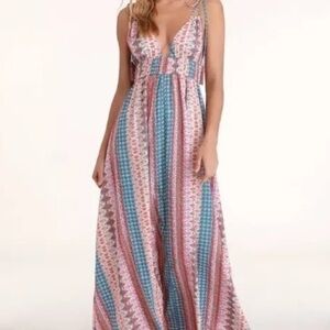 LULU’S Maxin’ Relaxin’ multi print maxi dress